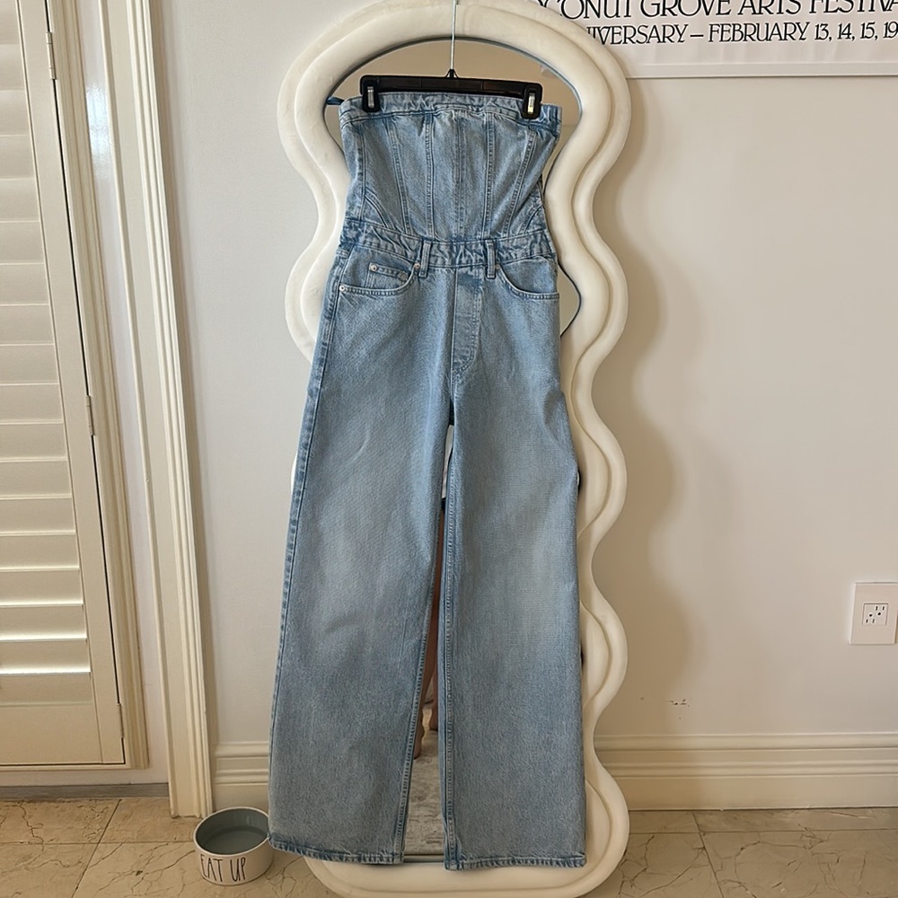 Zara denim corset jumpsuit